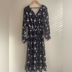 Hayden Floral V Neck Midi Dress NEW